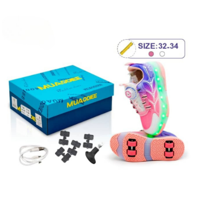 صورة حذاء موادي المتوهج – بعجلات مزدوجة وإنارة قابلة للشحن